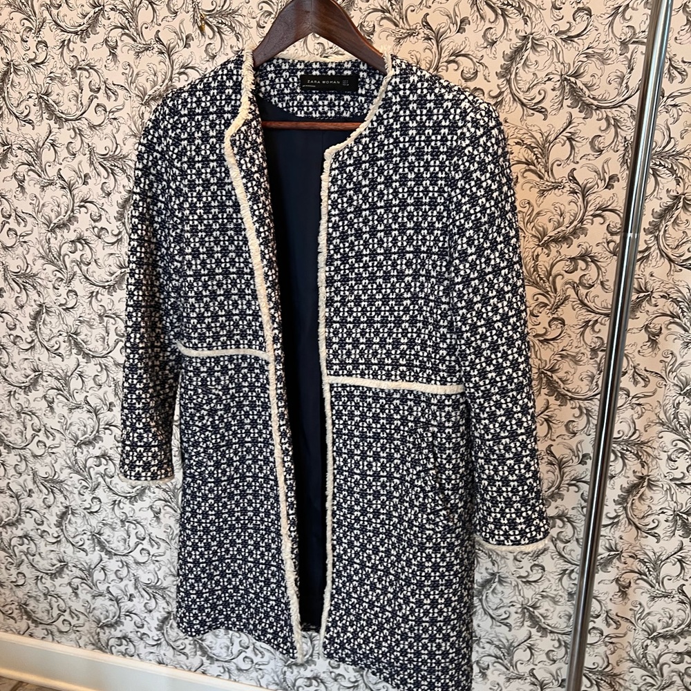 Zara sweater coat/jacket with fringe edges, size M